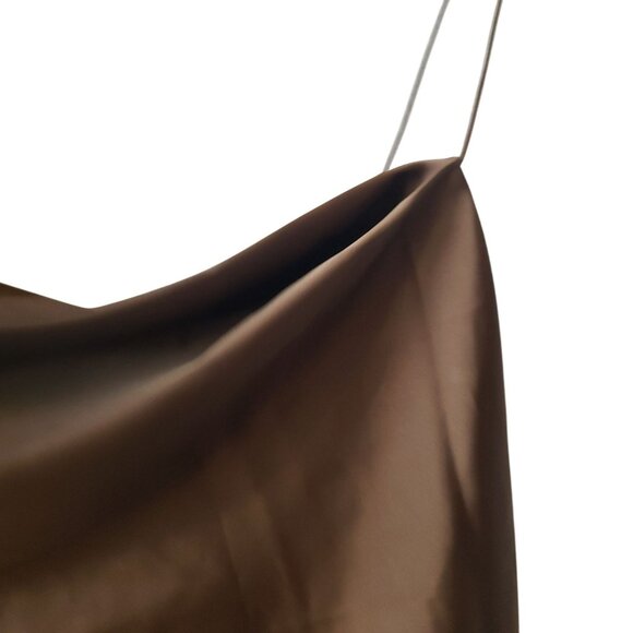 NEW Good American Satin Cowl Neck Cami Tank Top Light Mocha Brown 7 US 4XL - Picture 10 of 11